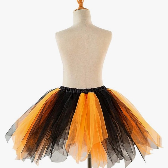 Women's Tutu Tulle Petticoat Ballet Bubble Skirts Short Fluffy, Orange/Black OS - Picture 5 of 11